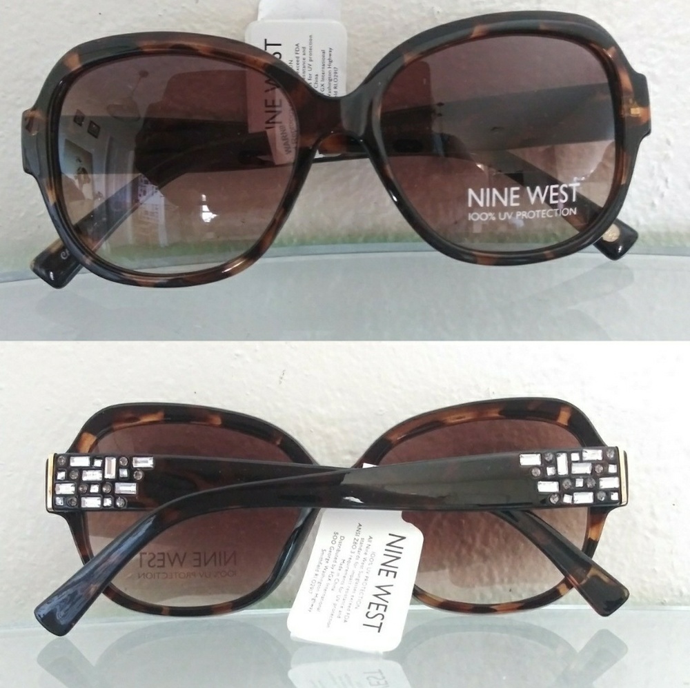 NWT NINE WEST TORTOISE SUNGLASSES WITH RHINESTONES